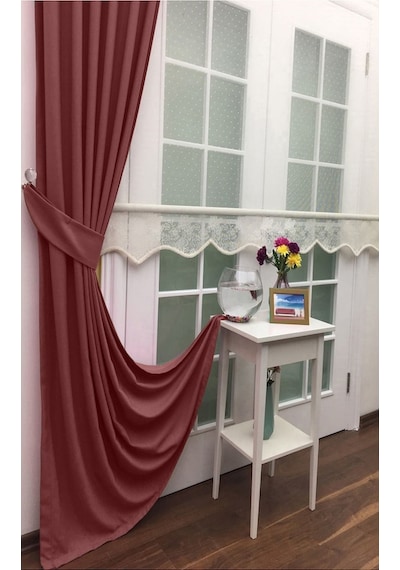 Evdepo Home Deniz Soft Pileli Fon Perde Gül Kurusu Gülkurusu