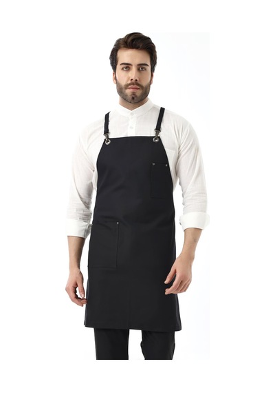 Barista Askılı Önlük Tek Cepli - Siyah-7140 Siyah