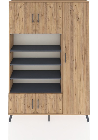 Arges Dolap 11 Raflı 5 Kapaklı 132x30x195 Çam-çam/antrasit Çam