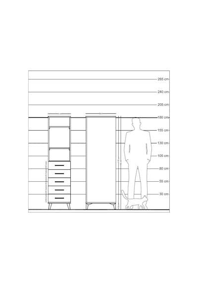 Kronos Dolap 3 Raflı 5 Çekmeceli 44x59x182 Antrasit-antrasit Antrasit