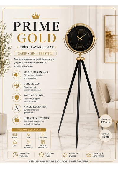 Prime Gold Şık Tripod Ayaklı Saat