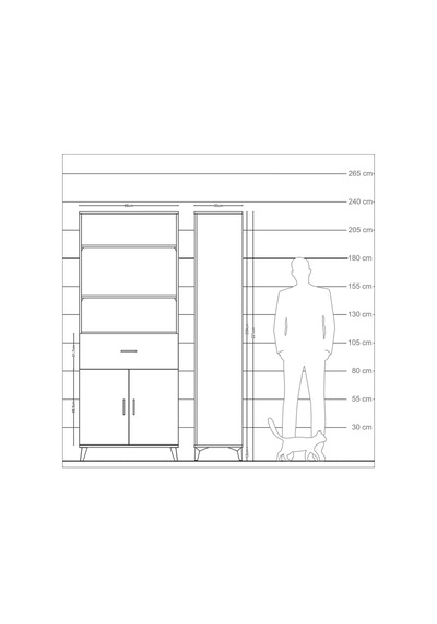 Arges Dolap 4 Raflı Tek Çekmeceli 2 Kapaklı 88x30x221 Çam-antrasit Atlas Çam