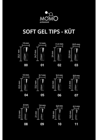 Momo Professional Soft Gel Tips Küt No:03 Tek Boy 50 Li Yedek Paket