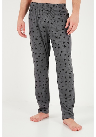Buratti Desenli Pamuklu Düğmeli Bisiklet Yaka Pijama Takımı Erkek Pijama Takımı 6575002 Füme