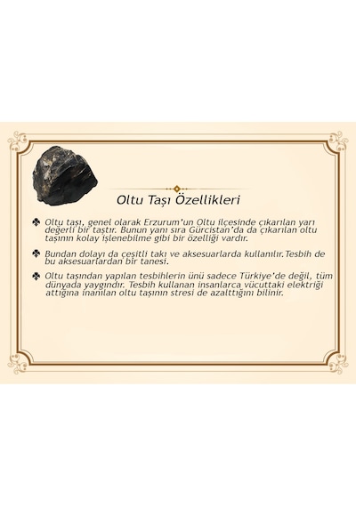 Özel Premium Kutulu 925 Ayar Gümüş Püsküllü Gümüş-firuze İşlemeli Erzurum Oltu Taşı Tesbih