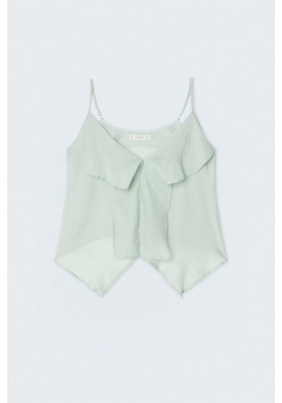 Sateen Fırfır Detaylı Askılı Bluz - Mint-137725 MİNT