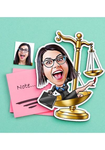 Kişiye Özel Bayan Avukat Karikatürlü Ahşap Magnet-4 Çok Renkli