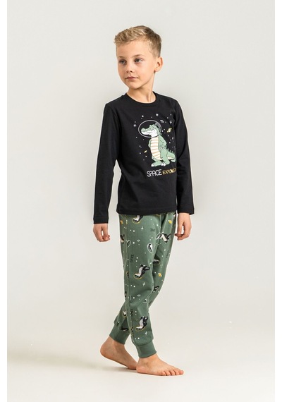 Rolypoly Erkek Çocuk Space Explorer Siyah Uzun Kol Pijama Takım Rp3862-c-v2 Rp3862-c-v2