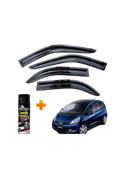 Honda Jazz Mügen Cam Rüzgarlığı 2009 - 2011 Arası 4 Lü Takım +500ml Lastik Parlatıcı