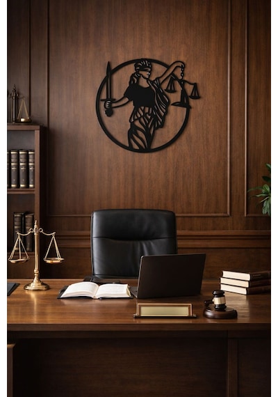 Arliadesign Ahşap Adalet Terazisi Tablo Dekoratif Ev / Ofis / Tablo Modern Avukat Hediye Tablosu Duvar Süsü
