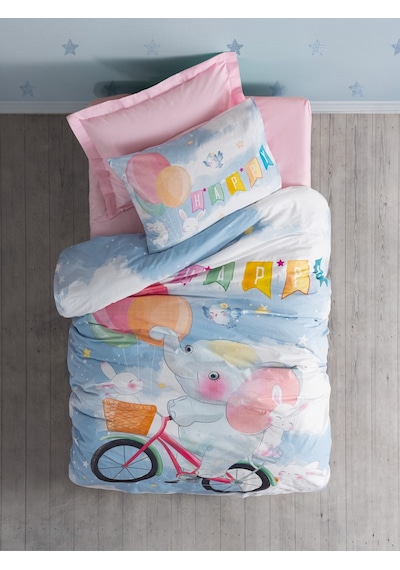 Cotton Box Junior Tek Kişilik Nevresim Takımı Happy Pembe