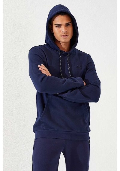 Tommy Life İndigo Kanguru Cep Standart Kalıp Kapüşonlu Erkek Sweatshirt - 87872 Indıgo