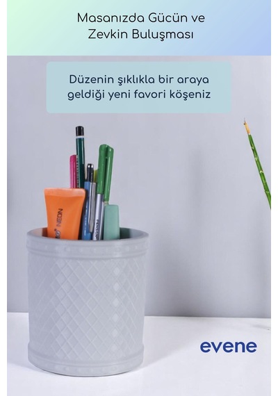 Kalemlik Masa Kalemliği Organizer Kalemlik Beyaz Renk Model 90 Çok Renkli