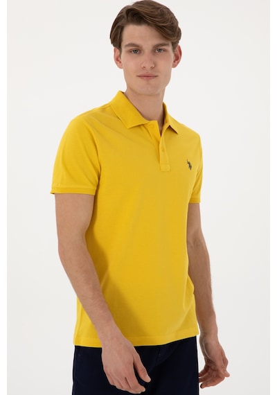 U.S. Polo Assn. Erkek Slim Fit Polo Yaka Sarı Basic Tişört 50297984-VR094