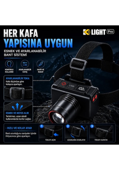 K Light Kl811 Kafa Lambası Siyah