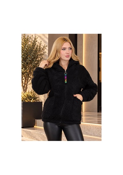 Öners Kadın Kapşonlu Peluş Fermuarlı Sweat Oversize Yumuşak Polar Hoodie Kışlık Sıcak Tutucu Siyah Siyah Öners Kadın Kapşonlu Peluş Fermuarlı Sweat Oversize Yumuşak Polar Hoodie Kışlık Sıcak Tutucu Siyah Siyah