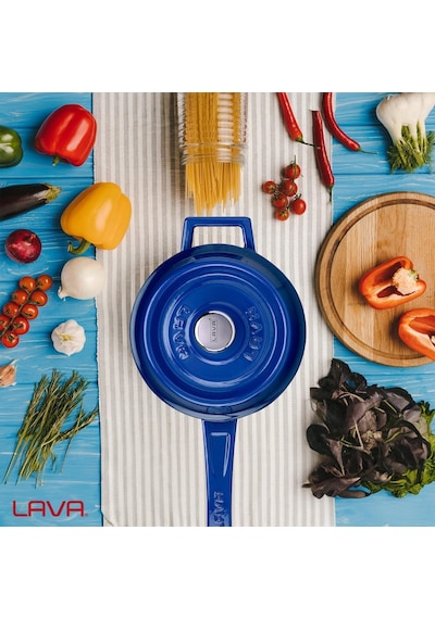 Lava Döküm Yuvarlak Sos Tenceresi Metal Saplı 16 Cm, Mavi Genel