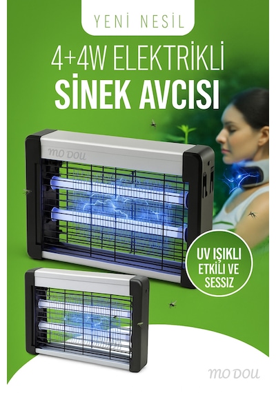 Sinek Öldürücü 4+4w Uv Işıklı Büyük Boy Elektrikli Sinek Avcısı Sessiz Ve Etkili Böcek Öldürücü Ciha
