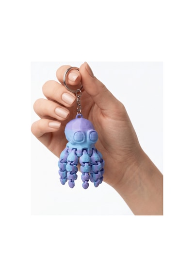 Hareketli Ahtapot Anahtarlık Ve Fidget Oyuncak - 3d Baskı Çift Renkli Mor-mavi