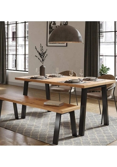 Wood İdea Yemek Masası Metal Ayak Salon Cafe Ofis Mutfak Metal Ma