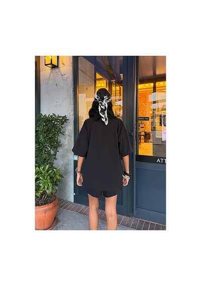 Nido Moda Kadın Cepli Oversize Gömlek Ve Beli Bağcıklı Şort İkili Takım Siyah