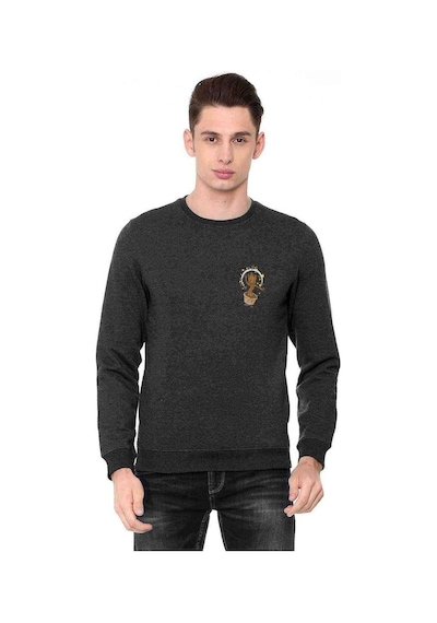 Groot Music Dans Baskılı Füme Antrasit Erkek Örme Sweatshirt