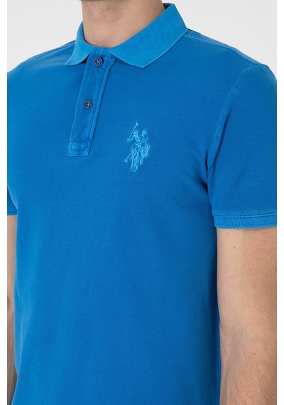 U.S. Polo Assn. Erkek Slim Fit Polo Yaka Kobalt Yıkamalı Basic Tişört 50305995-VR077
