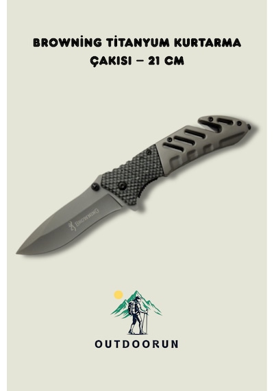 Browning Titanyum Kurtarma Kamp Çakısı 21 Cm siyah