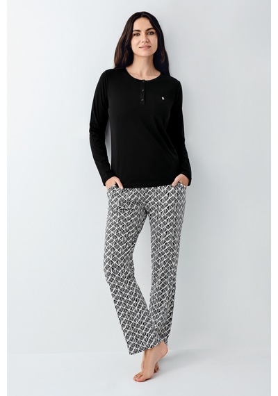 Pierre Cardin Kadın Siyah Pijama Takımı Pc9069-s-v1 Siyah