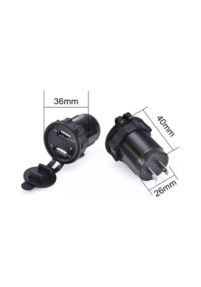 Pano Tipi Voltmetreli 2'Li Usb Giriş 5V 1A Ve 5V 2,1A Çıkış