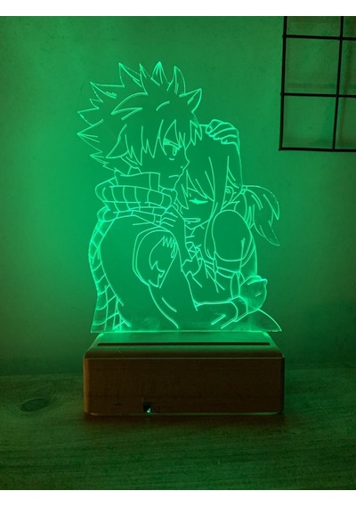 Fairy Tail Lucy - Natsu 16 Renk Gece Lambası Çok Renkli