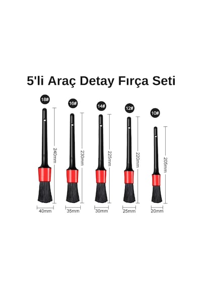 5'li Oto Temizleme Fırça Seti Araç İçi Detay Temizlik Fırçası Seti Gövde Jant Havalandırma Paneli İçin Uygun Yumuşak Kıllı Farklı Boylarda Çok Amaçlı Oto Temizlik Aparatı