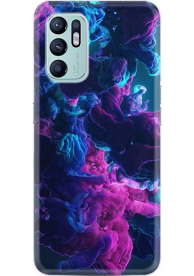 Oppo Reno 6 Kılıf Resimli Desenli Silikon Platinium Series Cloud Purple 1804