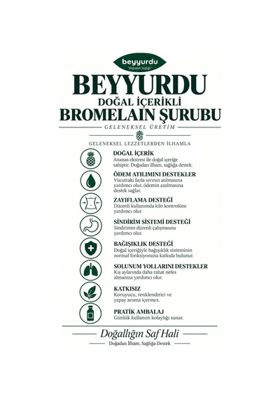 Bromelain Şurubu Beyyurdu Ananas Ekstreli Günlük Destek Şurubu 250 ML