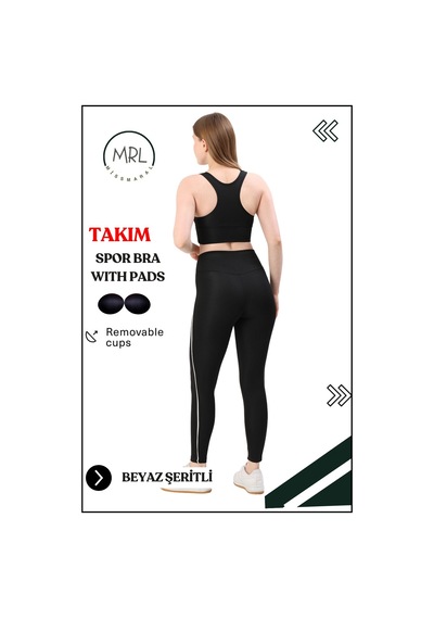 Missmaral Kadın Spor Takım Yüksek Bel Tayt Pedli Büstiyer Sport Team High Waist Padded Bustier Black 3054 Siyah Beyaz Missmaral Kadın Spor Takım Yüksek Bel Tayt Pedli Büstiyer Sport Team High Waist Padded Bustier Black 3054 Siyah Beyaz