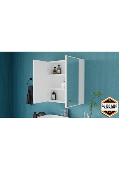 Fm01 2 Kapaklı Aynalı Banyo Dolabı Çok Amaçlı Banyo Dolabı Beyaz