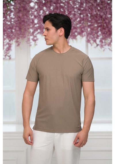 Paul Martin Slimfit Lyocell Kumaş Likralı Küçük Armürlü Bisiklet Yaka T-shirt Kahverengi Paul Martin Slimfit Lyocell Kumaş Likralı Küçük Armürlü Bisiklet Yaka T-shirt Kahverengi