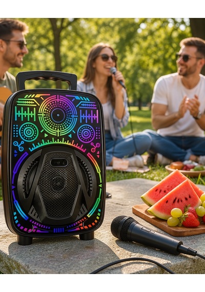 Taşınabilir Karaoke Hoparlör Rgb Led Işıklı Usb Fm Radyo Uczzzlf3880hoparlör-2