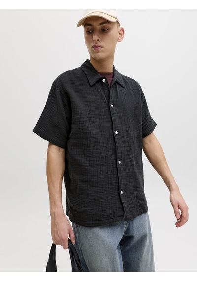 Jack & Jones Jack Jones Erkek Rakat Kesim Kısa Kollu Gömlek 12291812 Siyah