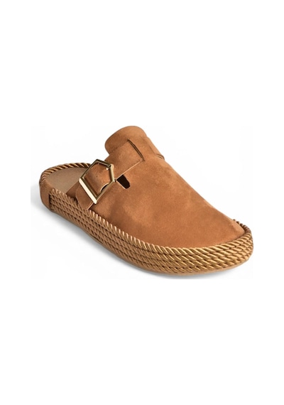 Fox Shoes Y596148402 Taba Süet Önü Kapalı Sapo Terlik