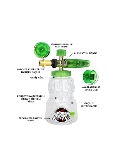 Robeve Bear Force Foam Lance Köpük Yapıcı Aparat 1l Köpük Aparatı Basınçlı Yıkama Makineleri Için Köpük Aparatı Çift Nozzle Ile Birlikte Foam Canon Karcher K Serisi Uyumlu