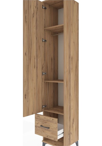 Hyperion Dolap 3 Raflı Tek Çekmeceli Tek Askılı 44x44x243 Çam... Çam Hyperion Dolap 3 Raflı Tek Çekmeceli Tek Askılı 44x44x243 Çam... Çam