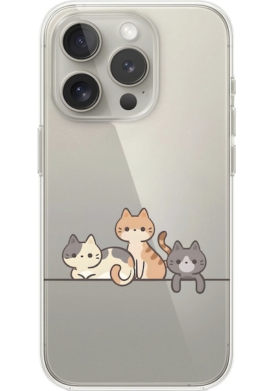 Apple Uyumlu iPhone 13 Pro Max Şeffaf Kılıf Şeffaf Kedişler 4 Tasarımlı