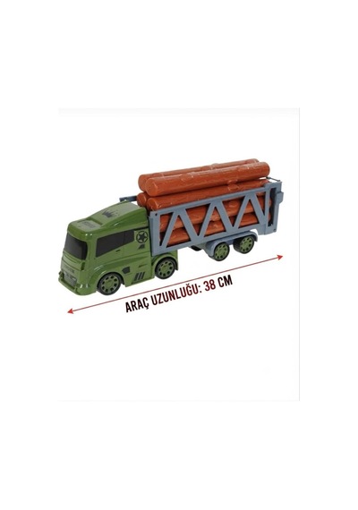 Timber Truck 38 Cm 8 Adet Büyük Boy Kütük Taşıyan Oyuncak Askeri Kamyon Orman Kesim Kamyonu