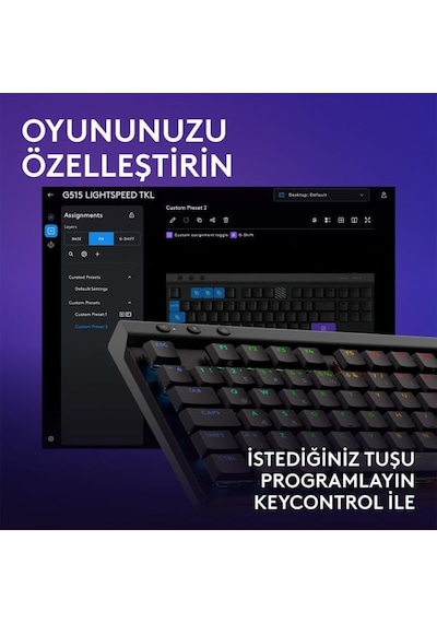 Logitech G515 Lightspeed TKL Tactile Switch İngilizce RGB Kablosuz Oyuncu Klavye