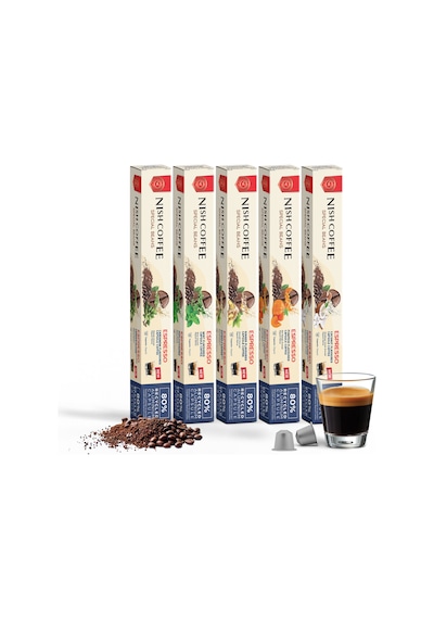 Nish Coffee Aromalı Kapsül Kahve 5'li Set Kakule-nane-zencefil-bal Kabağı-hindistan Cevizi - 50 Adet Kapsül Kahve