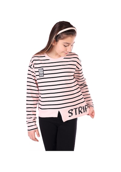 Toontoy Kız Çocuk Çizgili Striped Baskılı Sweatshirt Pudra Toontoy Kız Çocuk Çizgili Striped Baskılı Sweatshirt Pudra