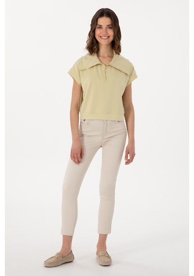 U.S. Polo Assn. Kadın Haki Modal Karışımlı  Polo Yaka Tişört 50300738-VR183