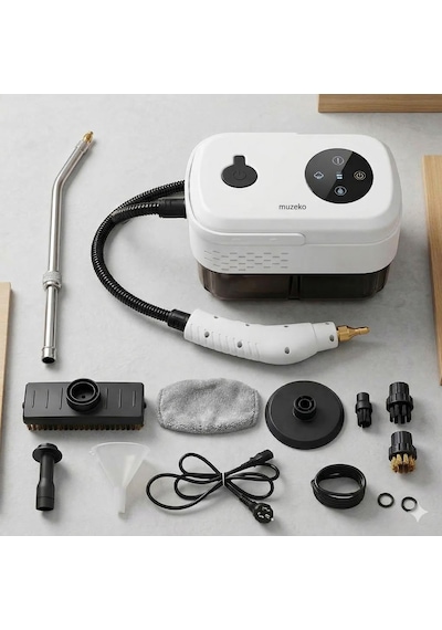 Muzeko Steam Cleaner Dijital Buharlı Temizlik Robotu Çok Fonksiyonlu Buharlı Temizlik Makinesi 2500w Beyaz