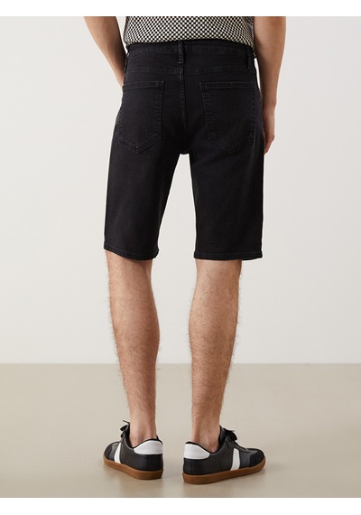 Lcw Jeans Siyah Slim Fit Erkek Jean Şort